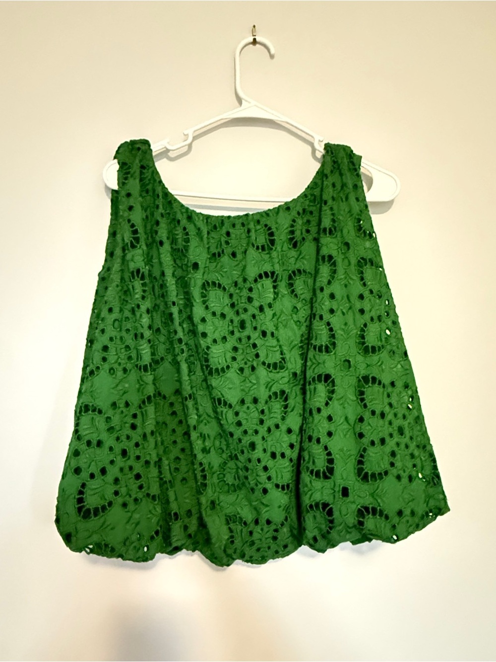 Ann Taylor Bright Green Crochet Eyelet Tank